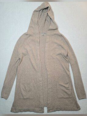 Barefoot Dreams Cozychic Lite Resort Cardigan Hooded Sz XS/S Sand / Cream Womens